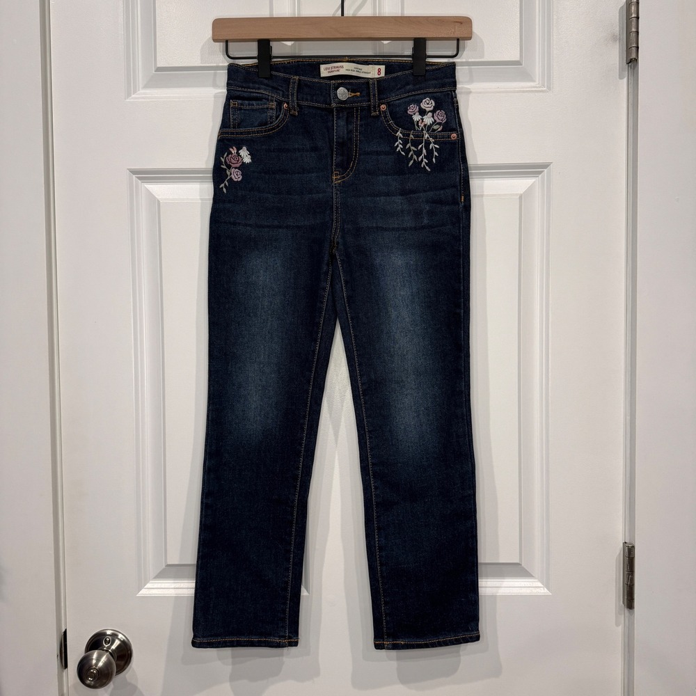 Levi Strauss Signature Kids Girls Size 8 High Rise Ankle Straight‎ Jeans